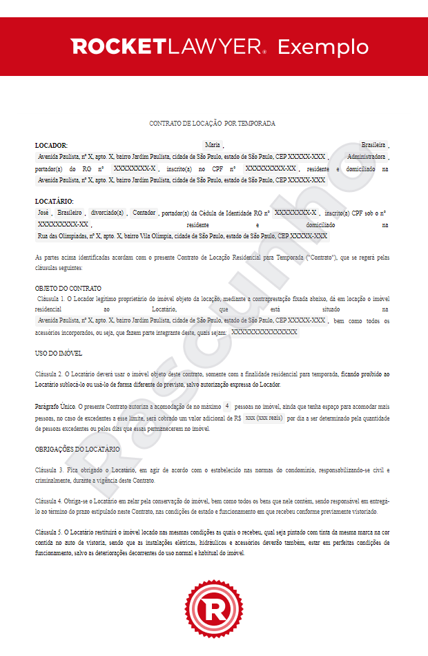 Contrato de Locação por Temporada