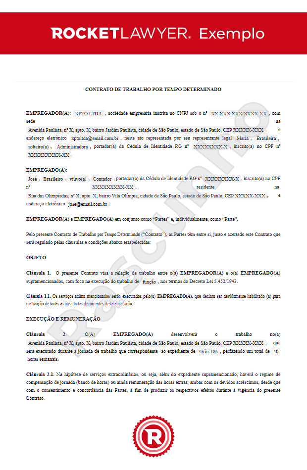 Contrato de Trabalho por tempo determinado