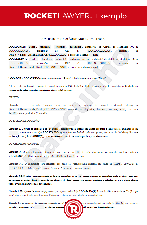 Contrato de Locação de Imóvel Residencial