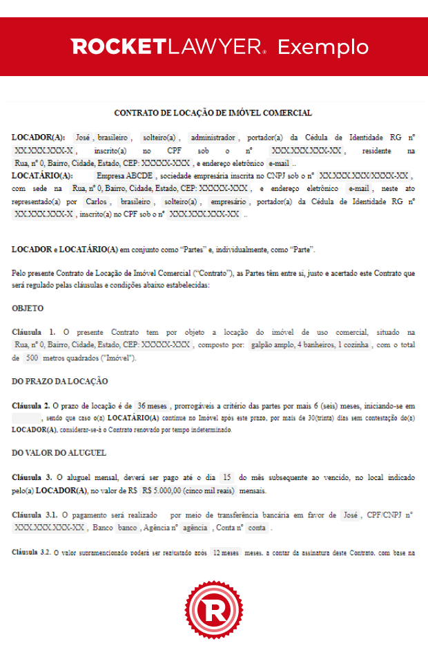 Modelo] Contrato de Locação de Imóvel Comercial