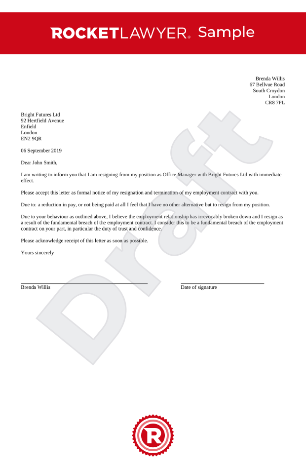 Constructive Discharge Resignation And The Letter Sam Vrogue co