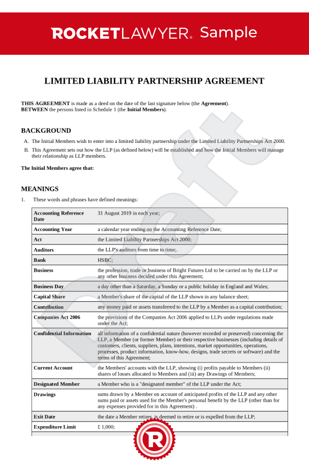 Free LLP Agreement  Template & FAQs  Rocket Lawyer UK