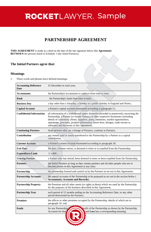 Partnership agreement