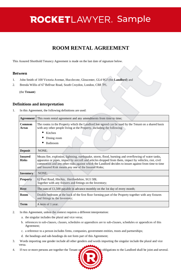 free room rental agreement template faqs rocket lawyer uk