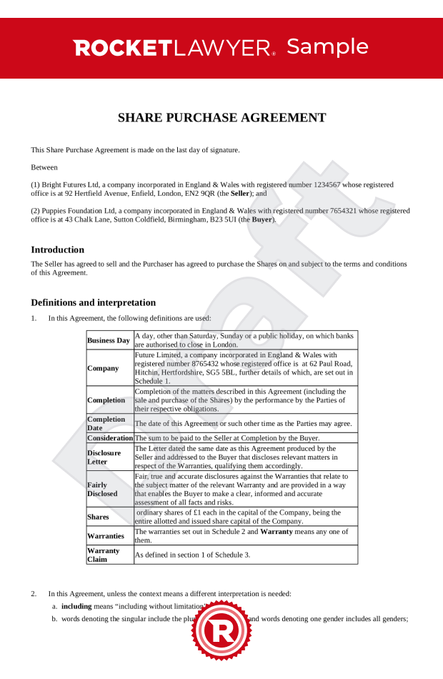 Share purchase agreement