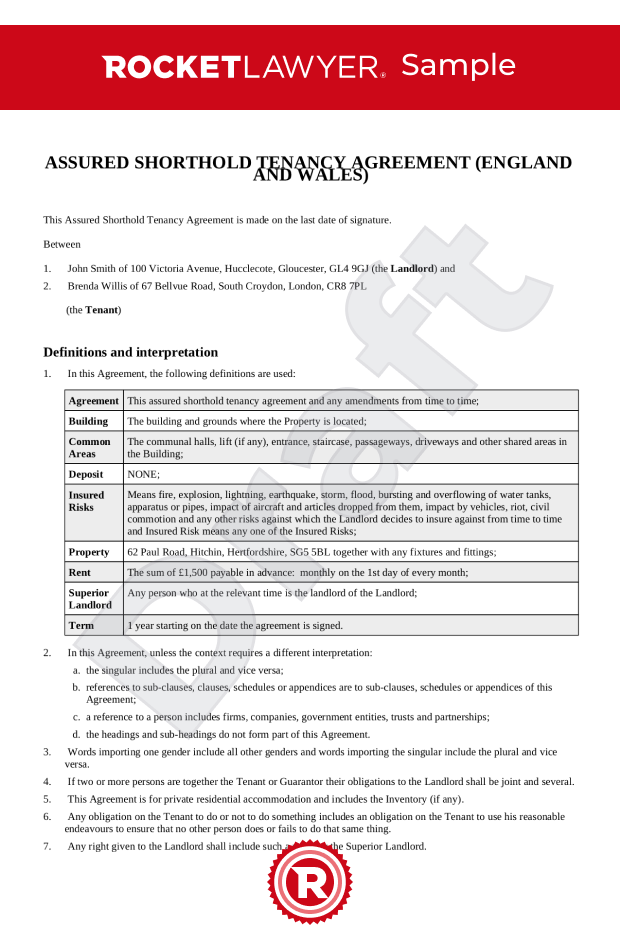 Tenancy agreement for a flat