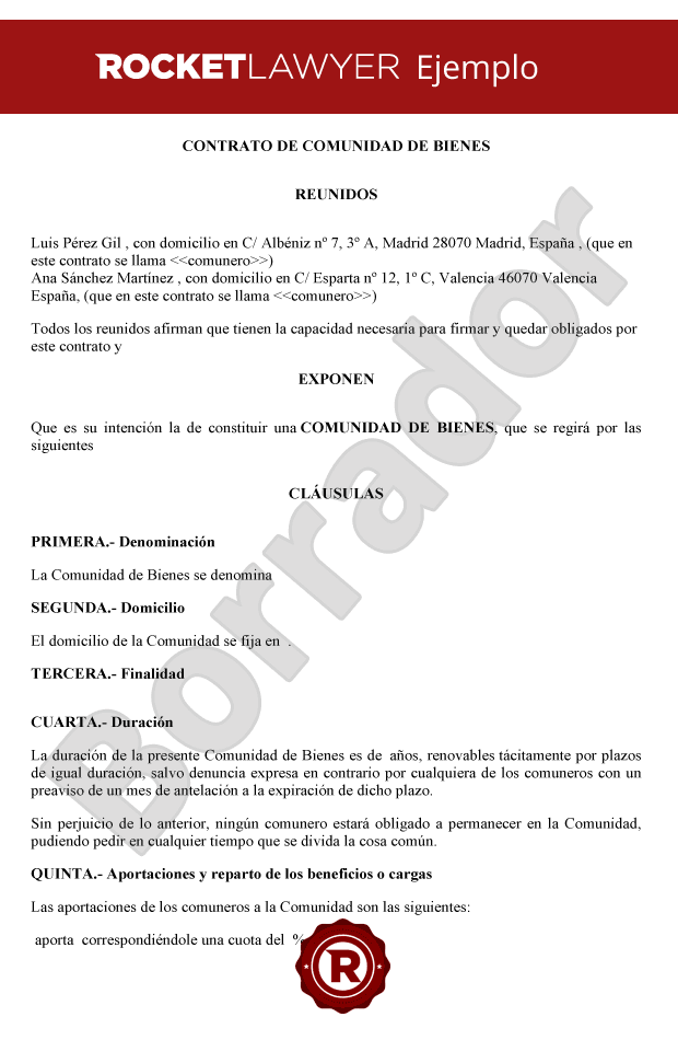 Contrato de comunidad de bienes