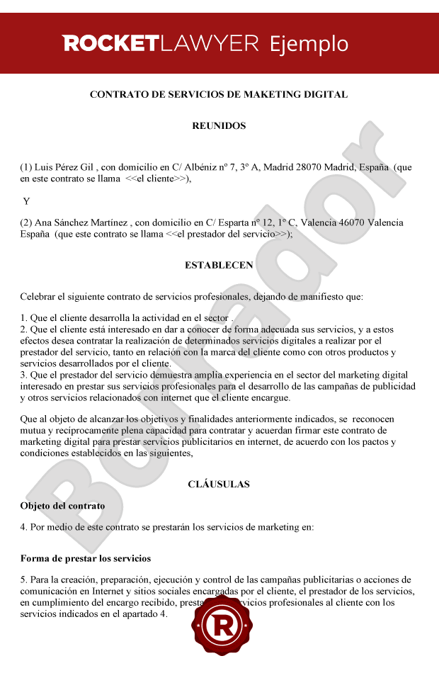 Contrato de servicios de marketing digital