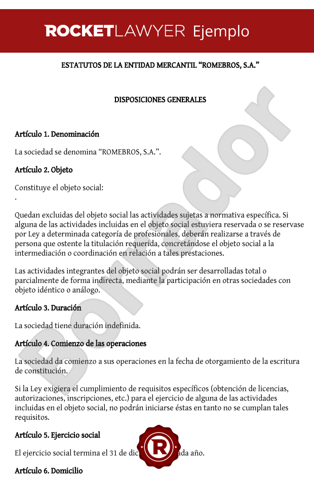 Ejemplo De Escritura De Constitucion De Una Sociedad Anonima