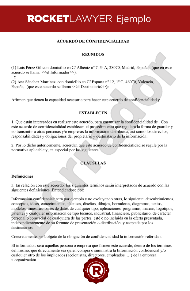 Acuerdo de confidencialidad - Crea un contrato de 