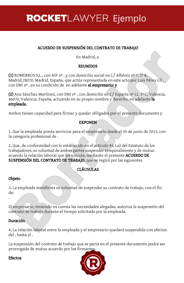 Suspensión del contrato de trabajo por mutuo acuerdo