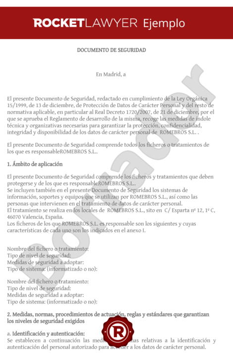 Modelo de documento de seguridad