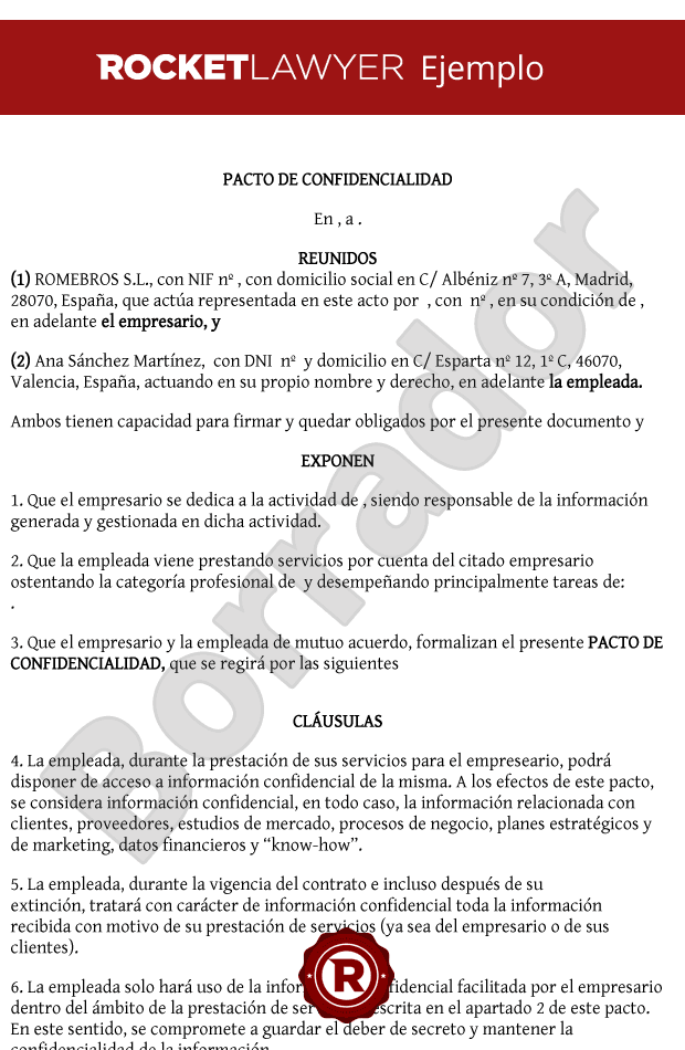 Pacto de confidencialidad para empleados