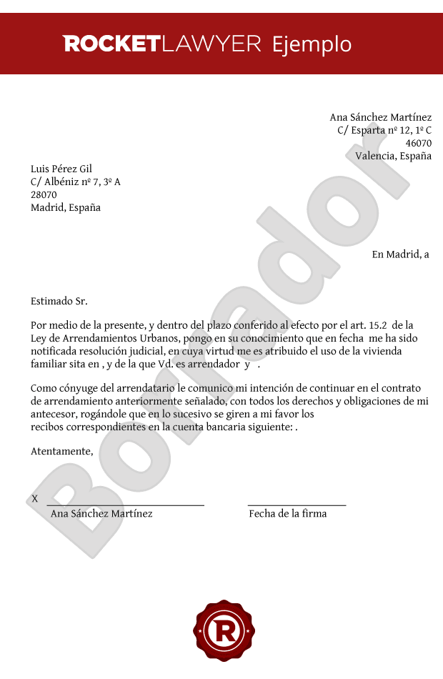 Notificación inquilino cambio de propietario