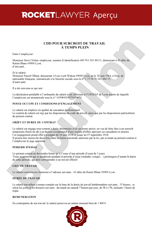 CDD pour surcroît de travail