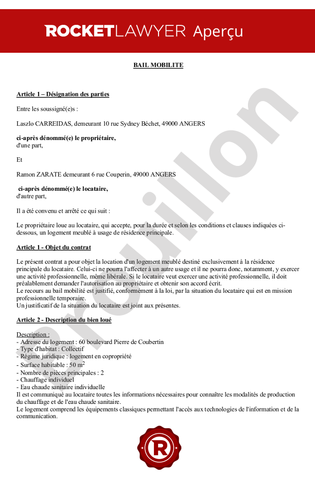 Bail mobilité cdd Bail mobilité cdd