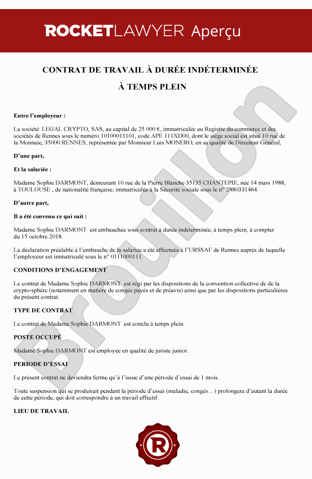 Contrat de travail à durée indéterminée (CDI)