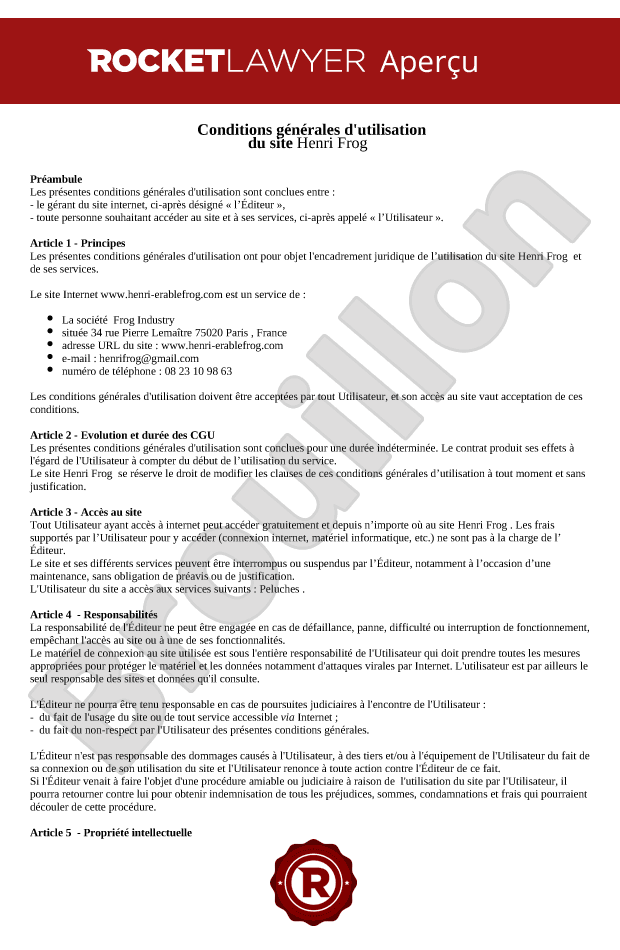 CGU Conditions générales d'utilisation