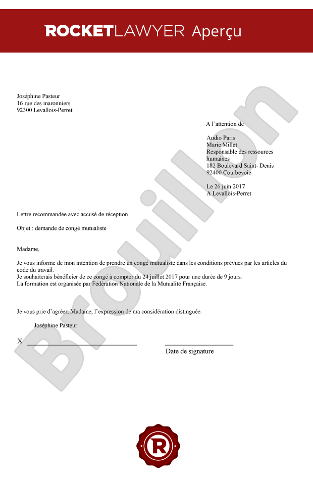 Demande de congé mutualiste de formation