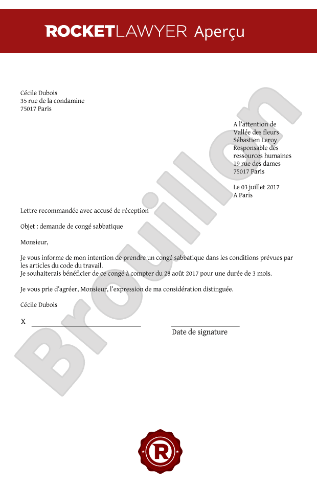 Demande de congé sabbatique