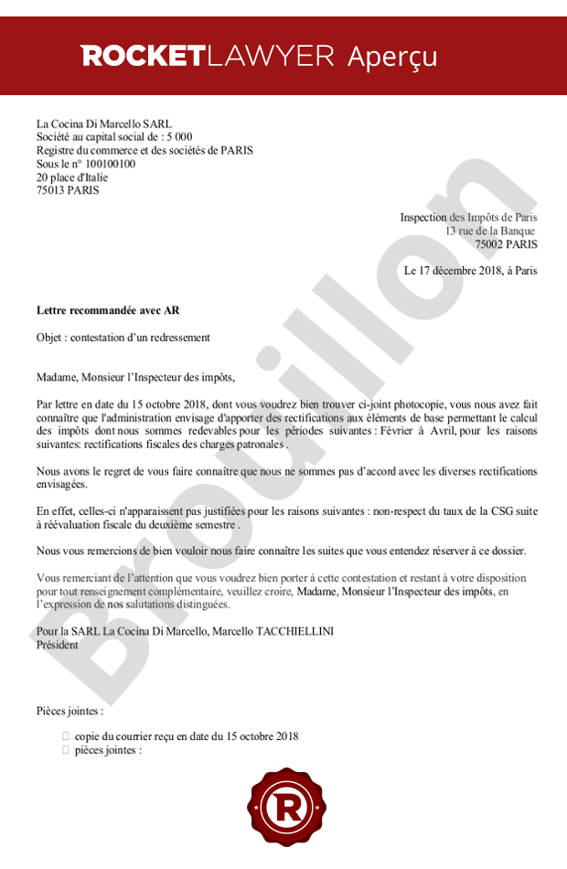 Contestation d’un redressement