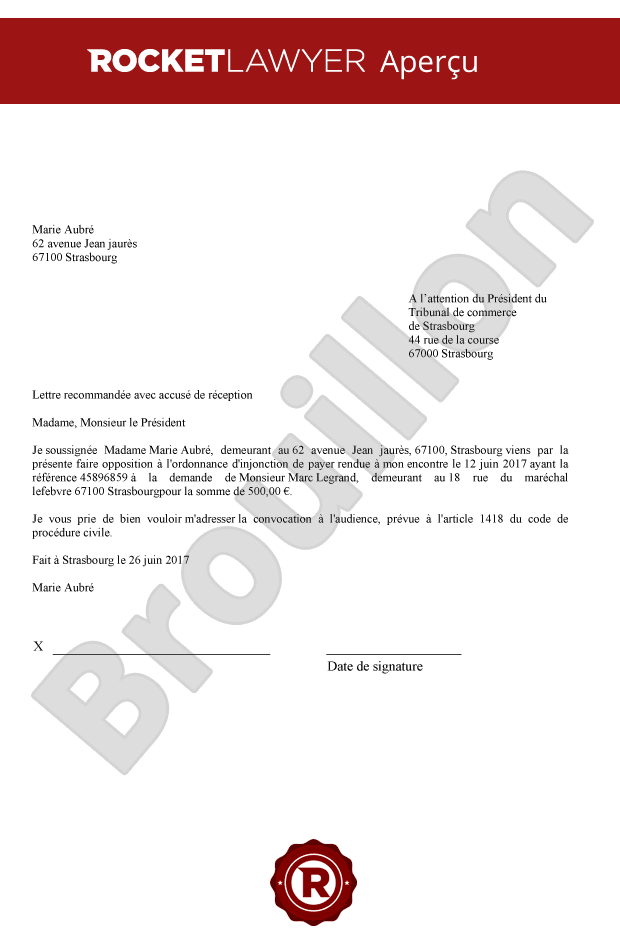 Contestation d'une injonction de payer