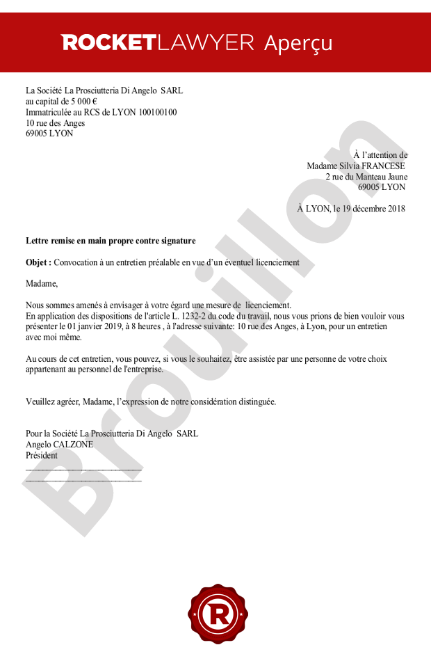 Licenciement : convocation à un entretien préalable
