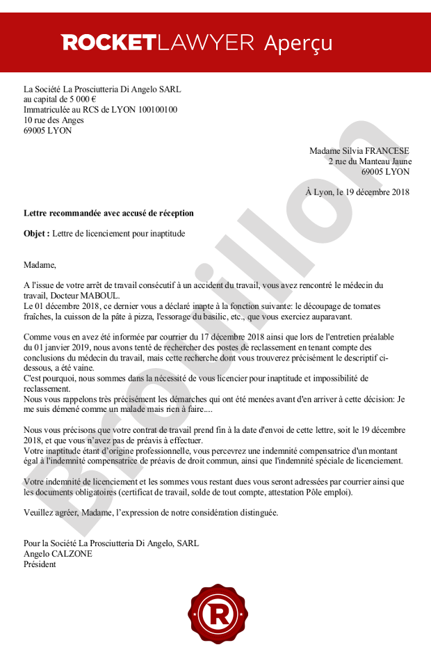 Rédiger une lettre de licenciement