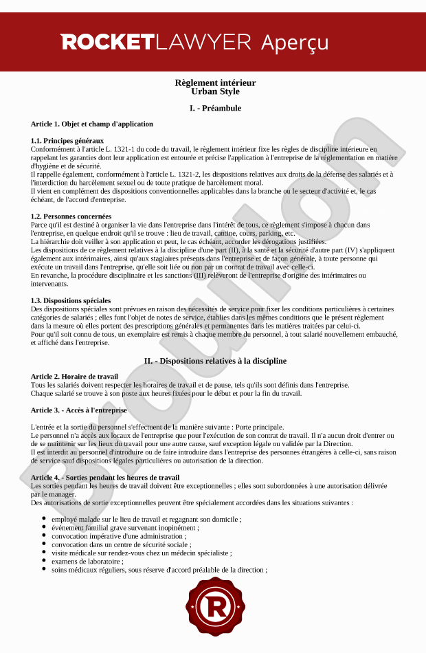 Règlement intérieur