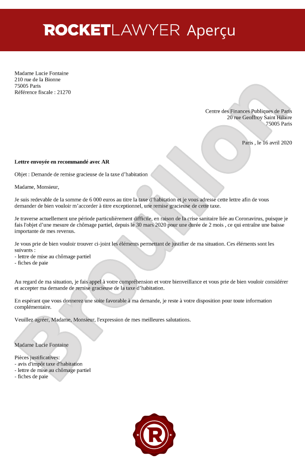 Demande de remise gracieuse d'impôt