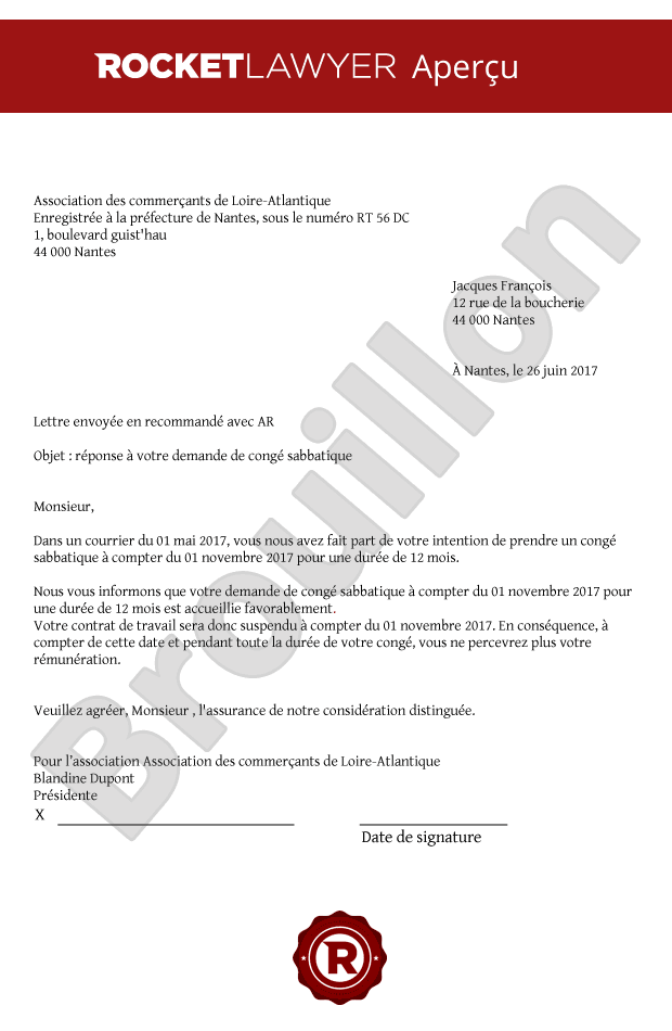 Réponse à une demande de congé sabbatique