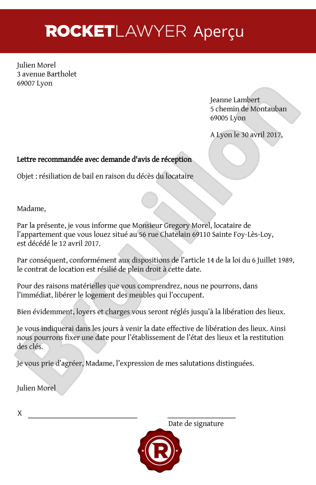 Résiliation de bail en cas de décès du locataire