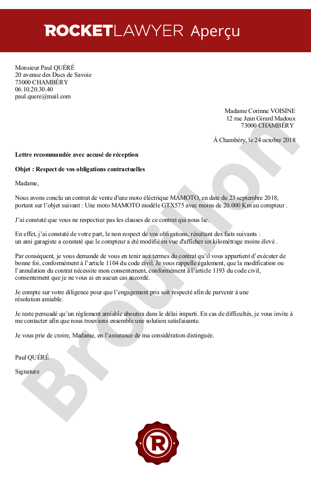 Respect du contrat