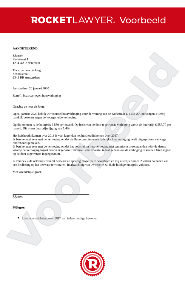 Bezwaar huurverhoging woning