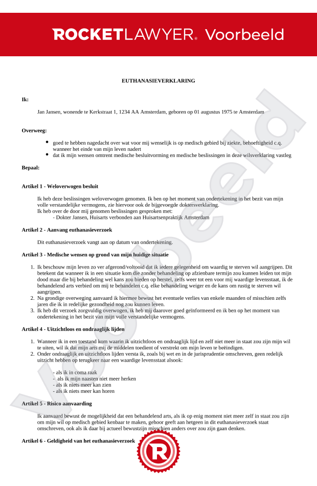 Euthanasieverklaring Opstellen  Download Model
