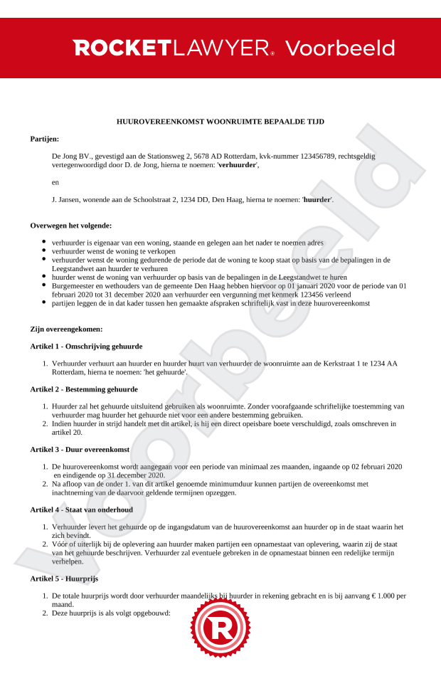 Tijdelijk huurcontract woning