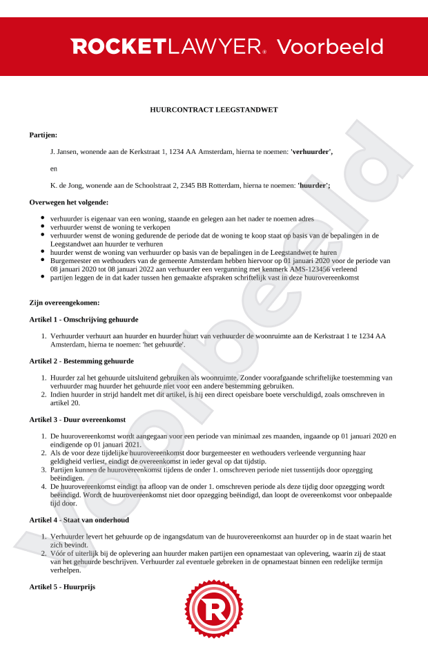 Huurcontract Leegstandwet