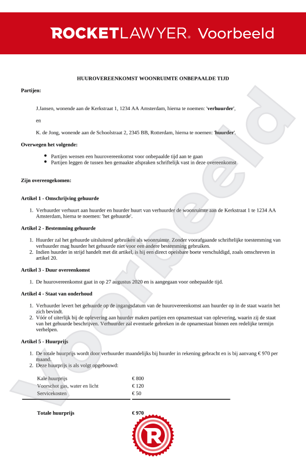Huurcontract woning onbepaalde tijd