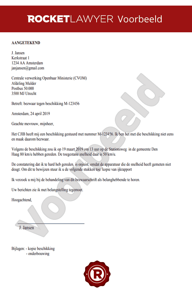 Bezwaarschrift Boete