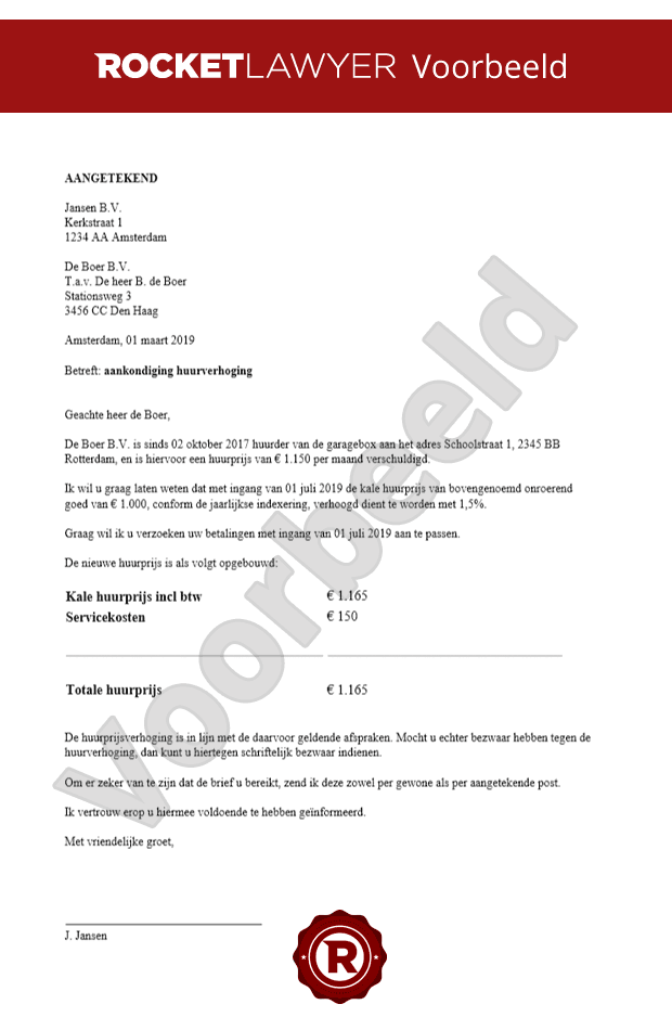 Huurverhoging Bedrijfsruimte Brief Opstellen