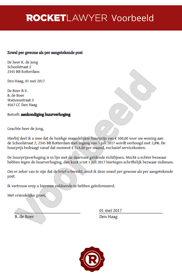 Brief Huurverhoging Opstellen Gratis