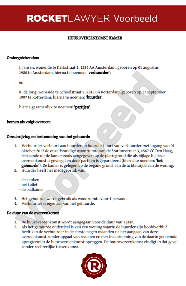 Verhuur een kamer makkelijk met een passend huurcontract!