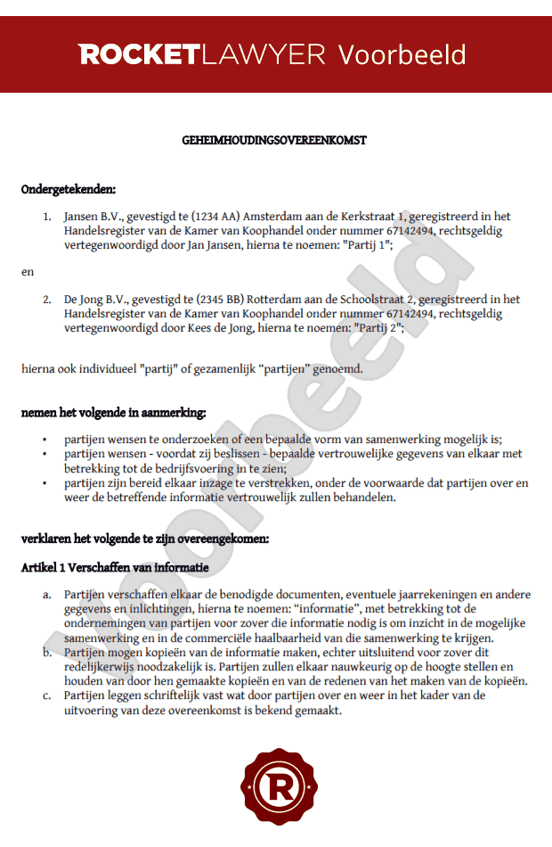 Maak Nu Je NDA (geheimhoudingsverklaring) Op Maat!