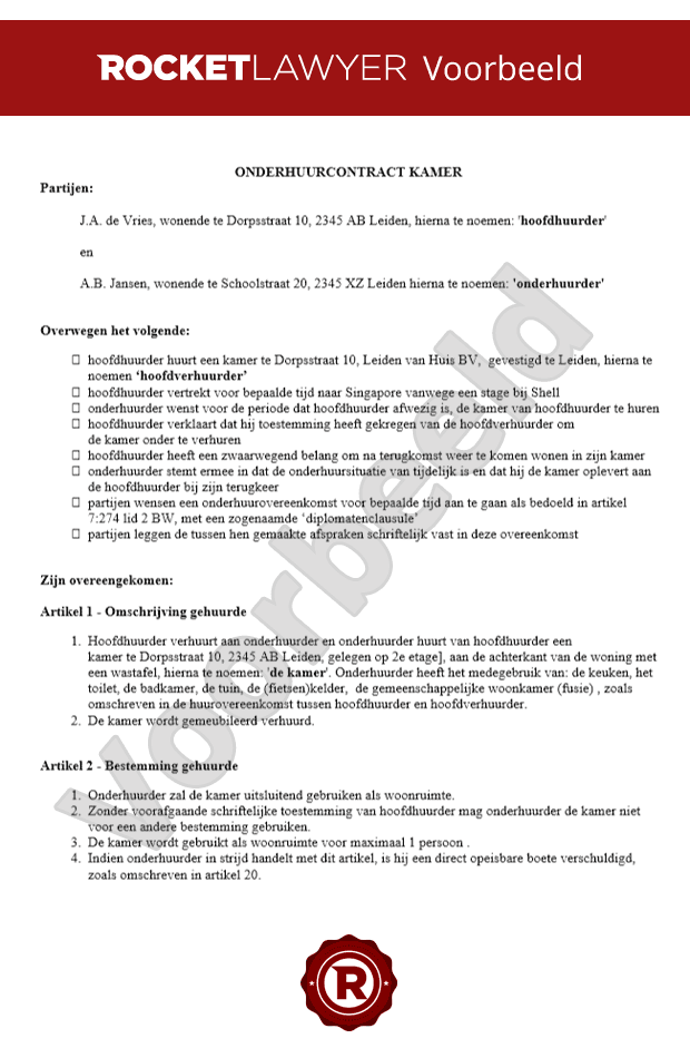 Onderhuur Contract Opstellen  Makkelijk en Snel