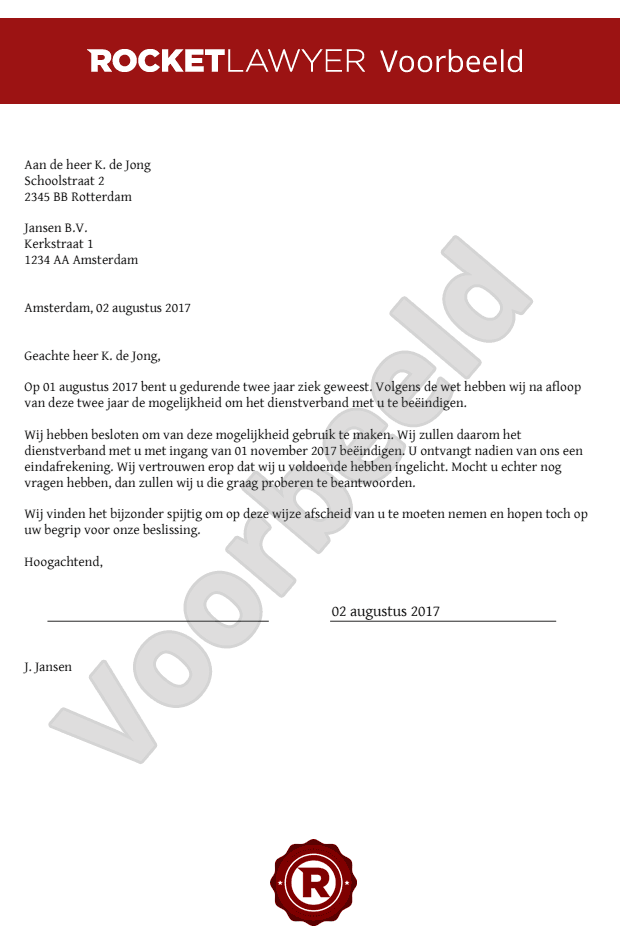 Voorbeeld Ontslagbrief