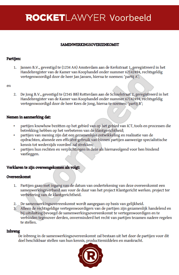 Samenwerkingsovereenkomst snel en eenvoudig opstellen