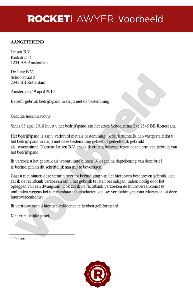 Verkeerd Gebruik Huurwoning of Bedrijfsruimte Opstellen