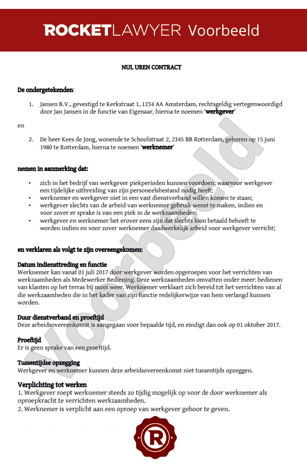 MUP (arbeidsovereenkomst met uitgestelde prestatieplicht)