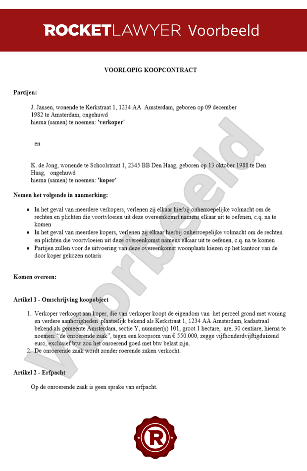 koopcontract woning voorlopig koopcontract gratis opstellen rocket lawyer koopcontract woning voorlopig koopcontract gratis opstellen rocket lawyer