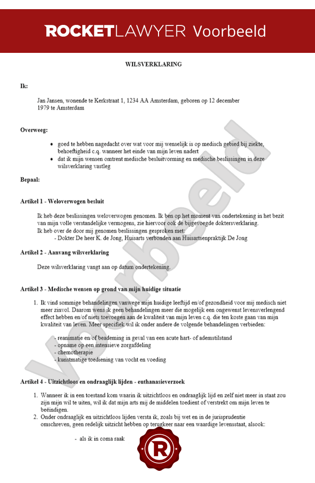Wilsverklaring Opstellen  Makkelijk en Snel